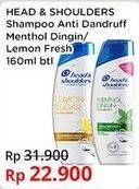 Promo Harga Head & Shoulders Shampoo Cool Menthol, Lemon Fresh 160 ml - Indomaret