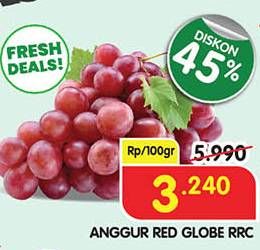 Promo Harga Anggur Red Globe RRC per 100 gr - Superindo