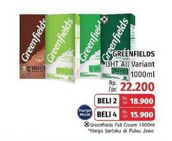 Promo Harga GREENFIELDS UHT Full Cream 1000 ml - LotteMart