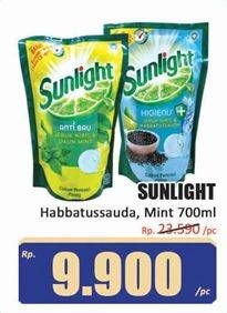 Promo Harga Sunlight Pencuci Piring Higienis Plus With Habbatussauda, Anti Bau With Daun Mint 700 ml - Hari Hari
