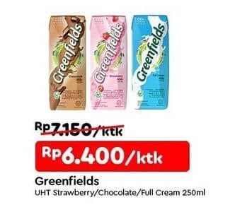 Promo Harga Greenfields UHT Strawberry, Chocolate, Full Cream, Choco Malt 250 ml - TIP TOP