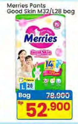 Promo Harga Merries Pants Good Skin M32, L28 28 pcs - Indomaret