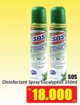 Promo Harga SOS Disinfectant Spray All in One Eucalyptus 250 ml - Hari Hari