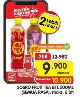 Promo Harga SOSRO Fruit Tea Apple, Blackcurrant 500 ml - Superindo