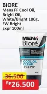 Promo Harga Biore Mens Facial Foam Double Scrub Cool Oil Clear, Bright Oil Clear 100 gr - Alfamart