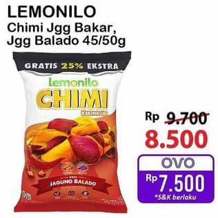 Promo Harga Lemonilo Chimi Keripik Ubi Jagung Balado, Jagung Bakar 40 gr - Alfamart
