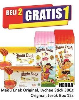 Promo Harga Herba Madu Enak original, luchee stick 300g, original, jeruk box 12s  - Hari Hari