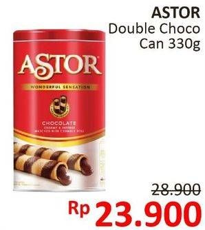 Promo Harga ASTOR Wafer Roll Double Chocolate 330 gr - Alfamidi