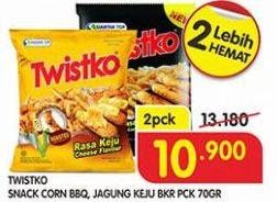 Promo Harga TWISTKO Snack Jagung Bakar BBQ, Keju Bakar per 2 pouch 70 gr - Superindo