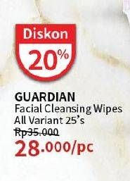 Promo Harga Guardian Facial Cleansing Wipes All Variants 25 pcs - Guardian