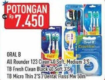 Promo Harga ORAL B Toothbrush All Rounder 1 2 3 3 pcs - Hypermart