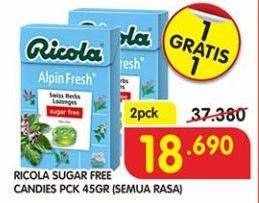 Promo Harga RICOLA Permen Rendah Gula All Variants per 2 pouch 45 gr - Superindo