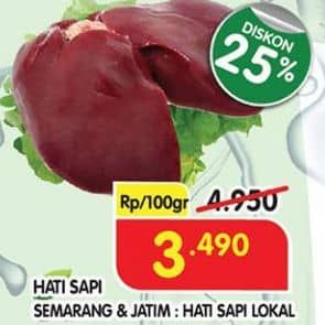 Promo Harga Beef Liver (Hati Sapi) per 100 gr - Superindo