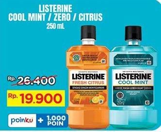 Promo Harga Listerine Mouthwash Antiseptic Cool Mint, Zero, Fresh Citrus, Fresh Citrus 250 ml - Indomaret