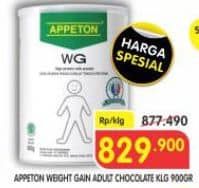 Promo Harga Appeton Weight Gain for Adults Chocolate 900 gr - Superindo