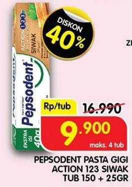 Promo Harga PEPSODENT Pasta Gigi Action 123 Siwak 190 gr - Superindo