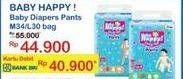 Promo Harga Baby Happy Body Fit Pants L30, M34 30 pcs - Indomaret