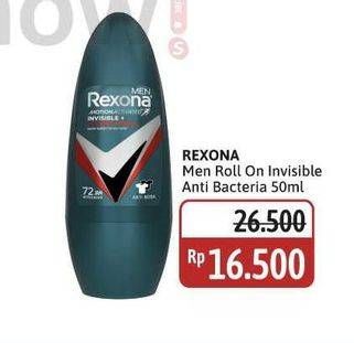 Promo Harga Rexona Deo Roll On Invisible + Antibacterial 50 ml - Alfamidi