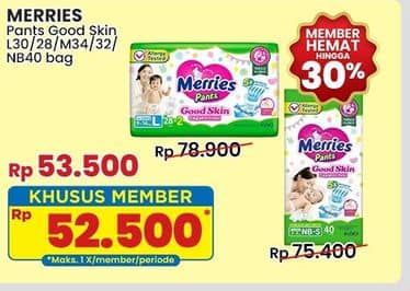 Promo Harga Merries Pants Good Skin L30, M34, S40 30 pcs - Indomaret