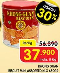 Promo Harga KHONG GUAN Assorted Biscuit Red 650 gr - Superindo