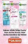 Promo Harga GARNIER Sakura White Foam / Pure Active Sensitive Cleansing Gel / Pure Active Scrub  - Indomaret