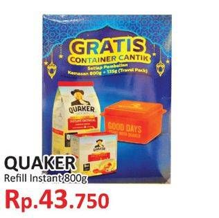 Promo Harga Quaker Oatmeal Instant Refill 800 gr - Yogya