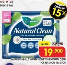 Promo Harga Laurier Natural Clean Night Wing 30cm, Wing 35cm 12 pcs - Superindo