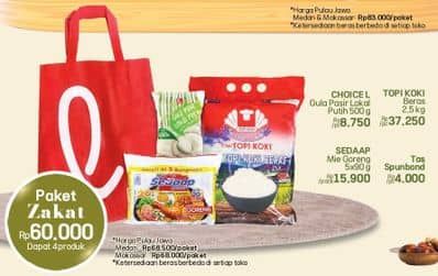 Harga Choice L Gula Pasir + Sedaap Mie Goreng + Topi Koki Beras Premium + Choice L Tas Spunbond