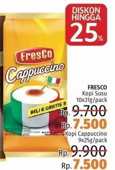 Promo Harga Fresco Cappuccino per 9 sachet 25 gr - LotteMart