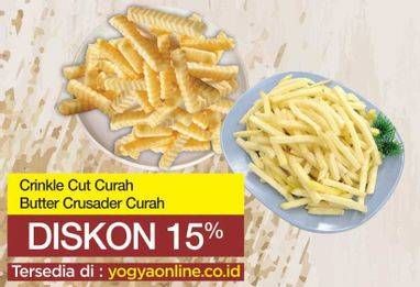 Promo Harga French Fries Curah Crinckle Cut, Butter Crusader per 100 gr - Yogya