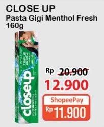 Promo Harga CLOSE UP Pasta Gigi Deep Action Menthol Fresh, Everfresh Menthol Fresh 160 gr - Alfamart