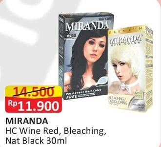 Promo Harga MIRANDA Hair Color Wine Red, Bleaching, Natural Black 30 ml - Alfamart