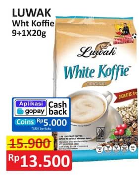 Promo Harga Luwak White Koffie Original per 10 sachet 20 gr - Alfamart