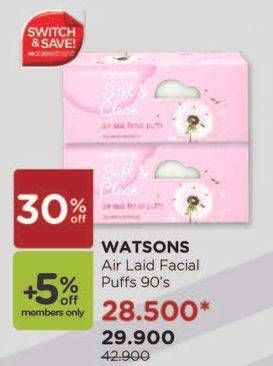 Promo Harga WATSONS Air-laid Facial Puff 90 pcs - Watsons