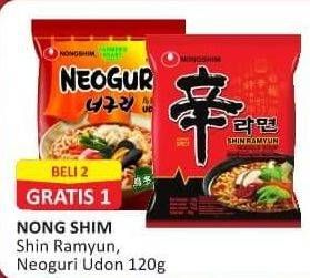 Promo Harga Nongshim Noodle Shin Ramyun Shrimp Flavor, Neoguri Udon 120 gr - Alfamart