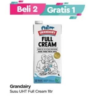 Promo Harga Grandairy Susu UHT Full Cream 1000 ml - TIP TOP