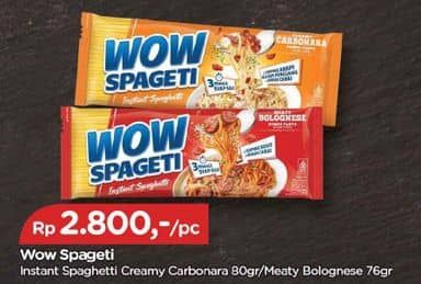 Promo Harga WOW Spageti Cream Carbonara, Meaty Bolognese 84 gr - TIP TOP