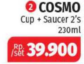 Promo Harga OCEAN Glass Cosmo Cup Saucer 230ml  - Lotte Grosir