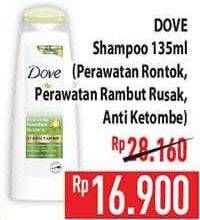 Promo Harga Dove Shampoo Dandruff Care, Total Damage Treatment, Total Hair Fall Treatment 135 ml - Hypermart