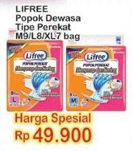 Promo Harga Lifree Popok Perekat Menyerap dan Kering M9, L8, XL7  - Indomaret