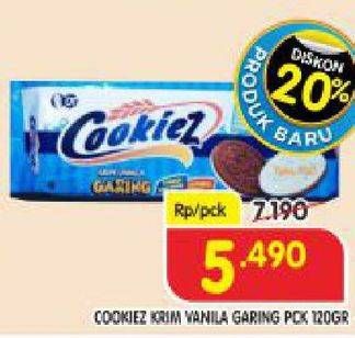 Promo Harga COOKIEZ Cream Biscuit Vanilla 120 gr - Superindo