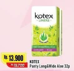 Promo Harga Kotex Fresh Liners Longer & Wider Scented Aloevera 32 pcs - Alfamart