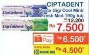 Promo Harga Ciptadent Pasta Gigi Maxi 12 Plus Cool Mint, Fresh Mint 190 gr - Indomaret