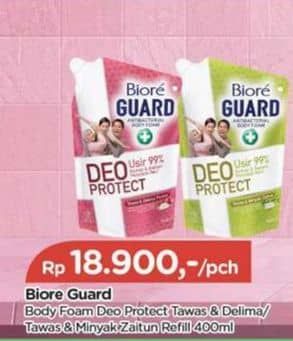 Promo Harga Biore Guard Body Foam Deo Protect Tawas Delima, Deo Protect Tawas Minyak Zaitun 400 ml - TIP TOP