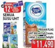 Promo Harga FRISIAN FLAG Susu UHT Purefarm Full Cream, Coconut Deligh, Coklat 900 ml - Hypermart