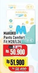 Promo Harga Makuku Comfort Fit Diapers Pants M28, L26 26 pcs - Alfamart