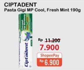 Promo Harga CIPTADENT Pasta Gigi Maxi 12 Plus Fresh Mint, Cool Mint 190 gr - Alfamart