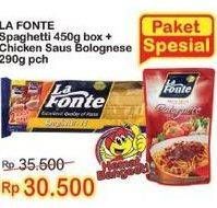 Promo Harga LA FONTE Spaghetti 450 g + Chicken Saus Bolognese 290 g  - Indomaret