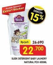 Promo Harga SLEEK Baby Laundry Detergent Natural 450 ml - Superindo