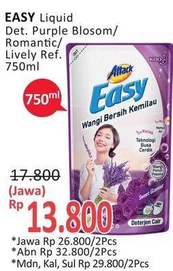 Promo Harga ATTACK Easy Detergent Liquid Lively Energetic, Romantic Flowers, Purple Blossom 750 ml - Alfamidi